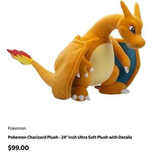 Pokemon Charizard Plush - 24" inch Ultra Soft Plush Orange big stuffed animal
